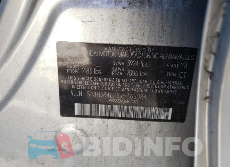 5NPD84LF5JH365084 Photo# 10