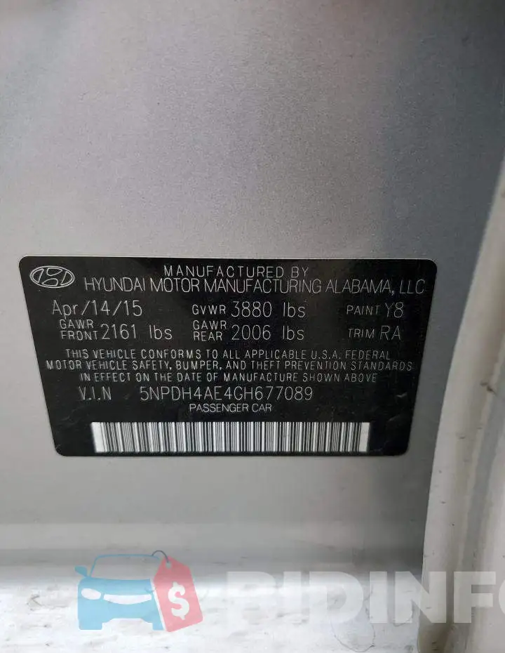 5NPDH4AE4GH677089 Photo# 10