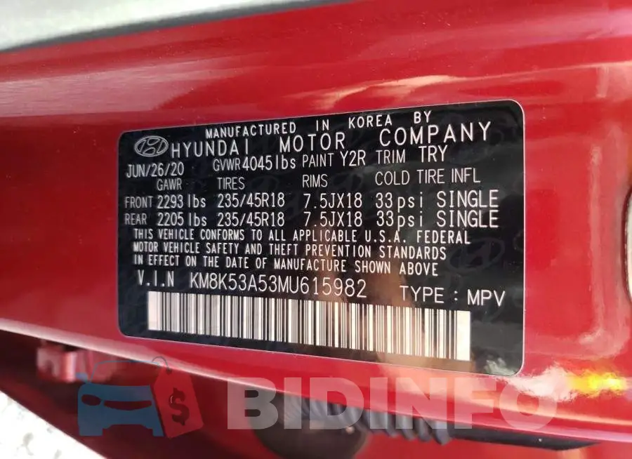 KM8K53A53MU615982 Photo# 10