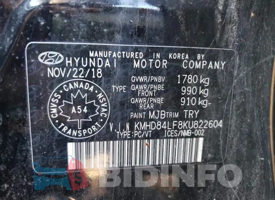 KMHD84LF8KU822604 Photo# 10