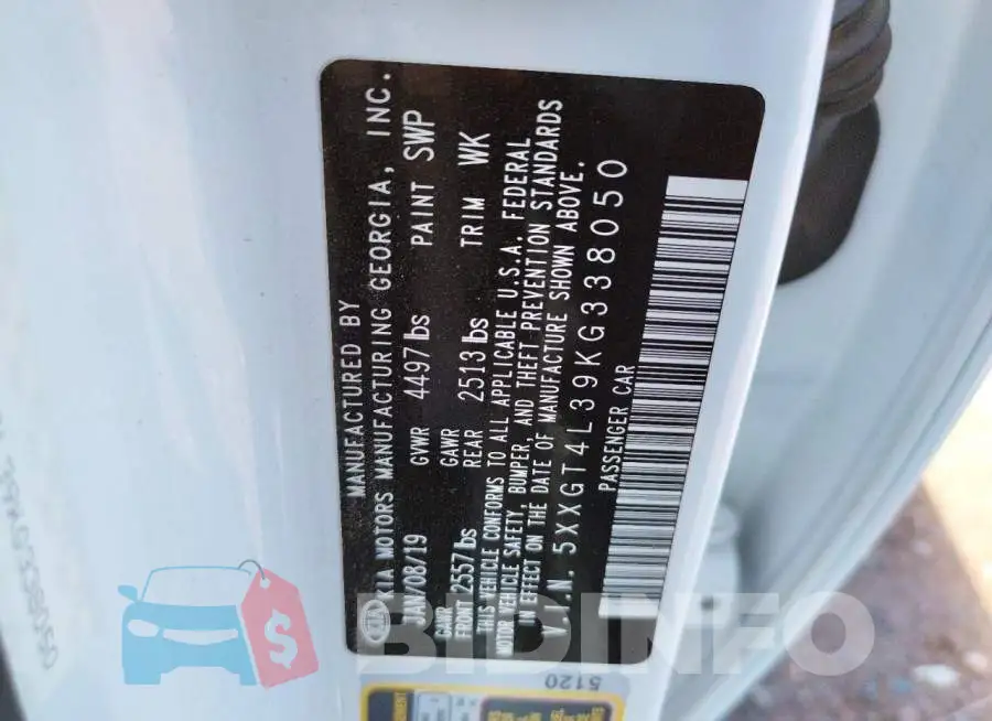 5XXGT4L39KG338050 Photo# 10