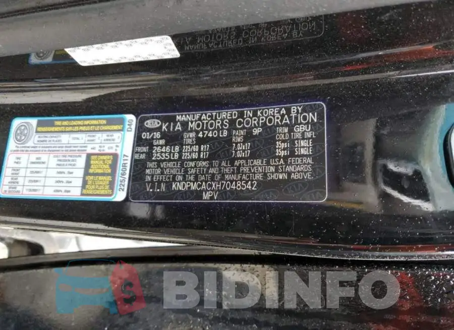 KNDPMCACXH7048542 Photo# 13