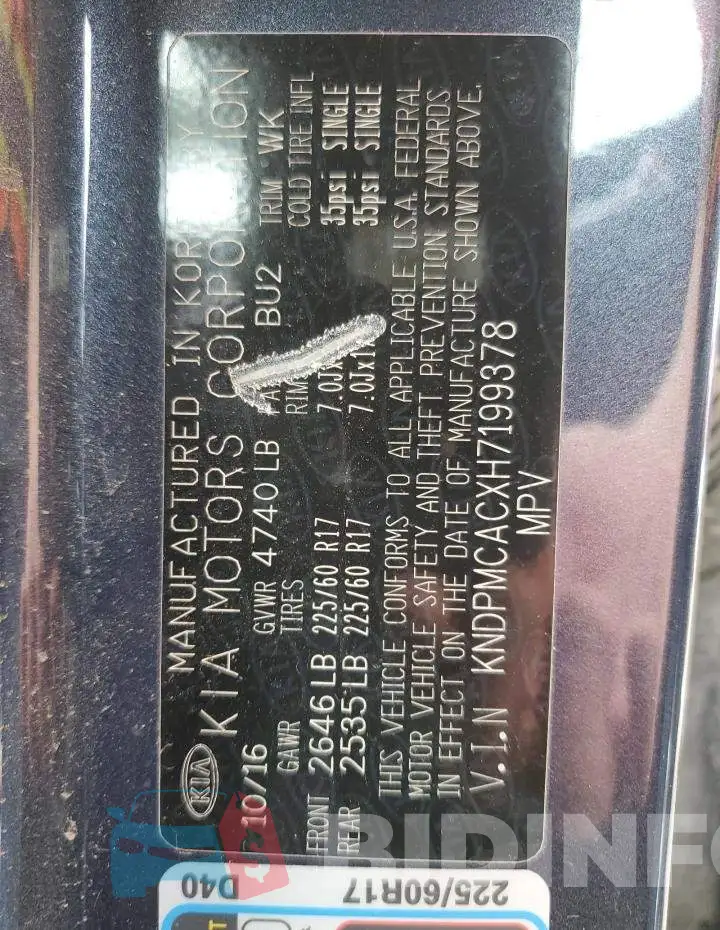 KNDPMCACXH7199378 Photo# 10