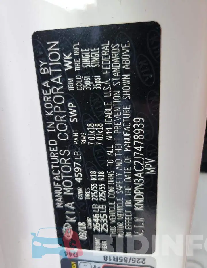 KNDPN3AC2J7478939 Photo# 10