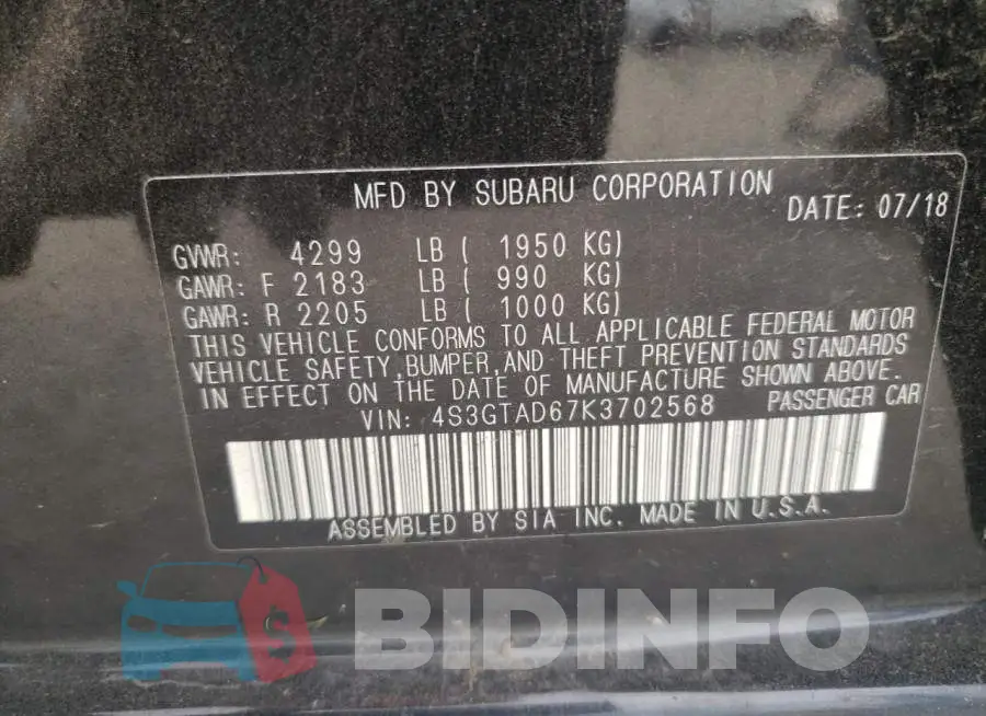 4S3GTAD67K3702568 Photo# 10