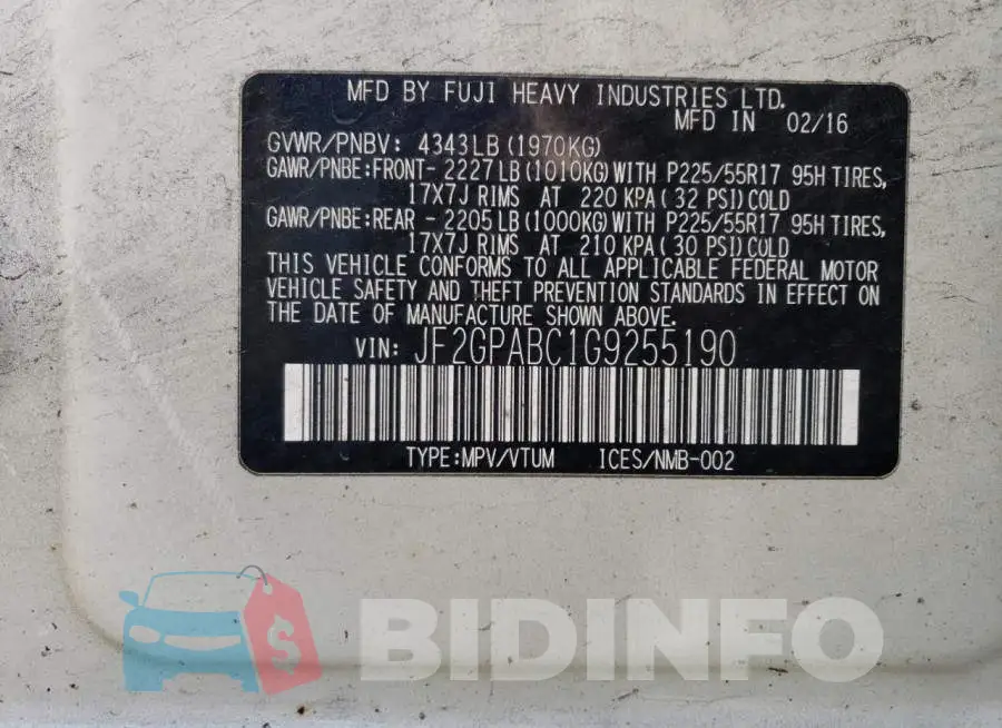 JF2GPABC1G9255190 Photo# 10