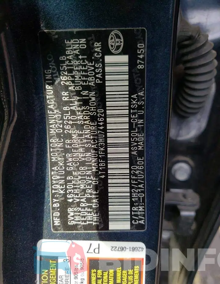 4T1BF1FK3HU744620 Photo# 10
