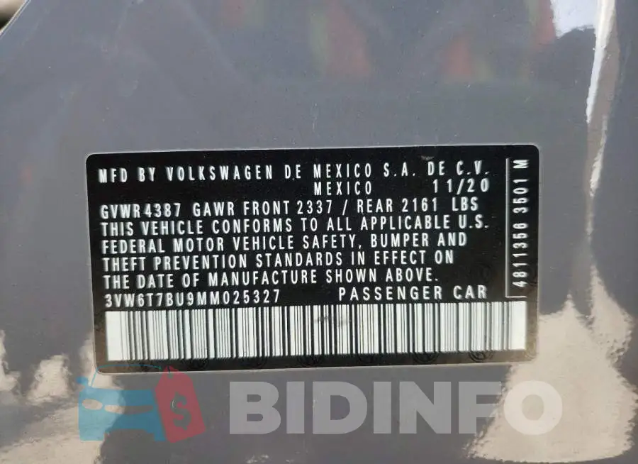 3VW6T7BU9MM025327 Photo# 10