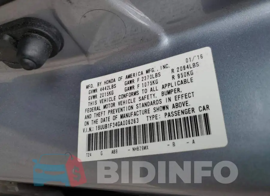 19UUB1F34GA006263 Photo# 10