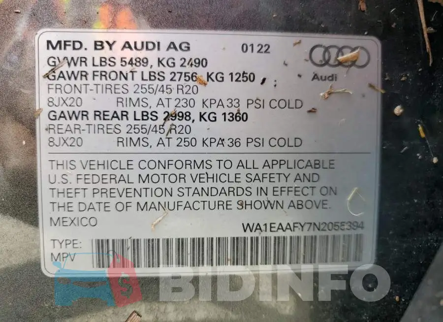 WA1EAAFY7N2055394 Photo# 10