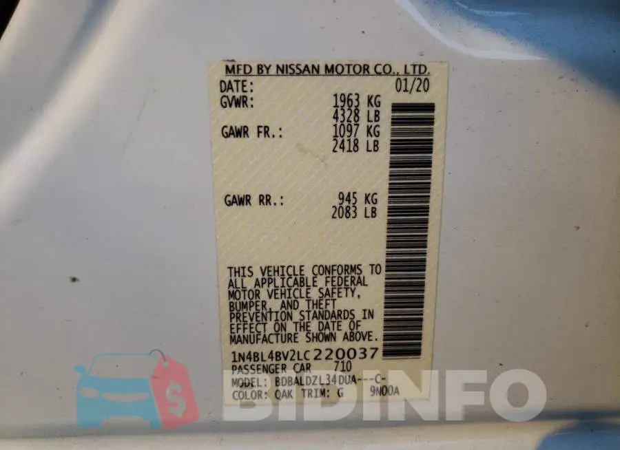 1N4BL4BV2LC220037 Photo# 10
