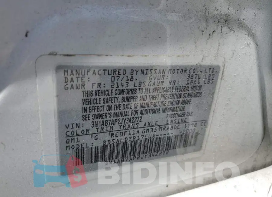 3N1AB7AP2JY342272 Photo# 10