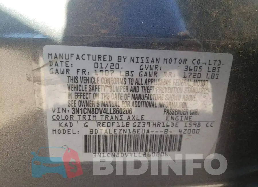 3N1CN8DV4LL860206 Photo# 10