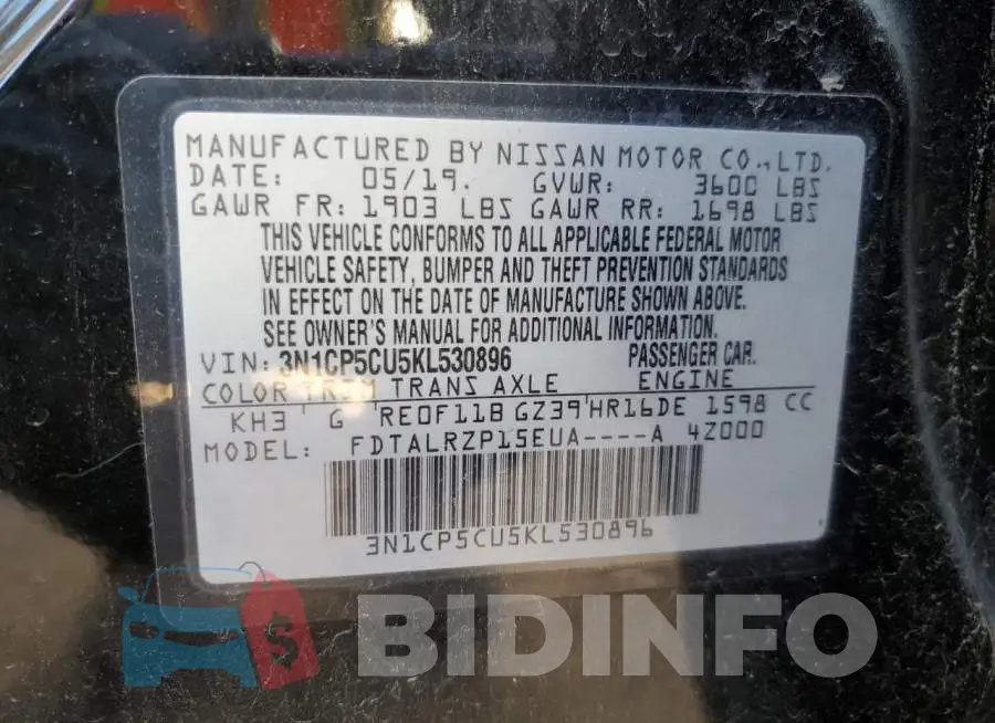 3N1CP5CU5KL530896 Photo# 10