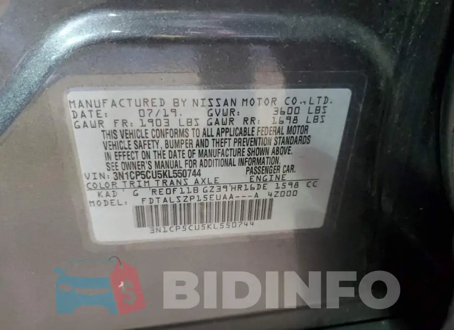 3N1CP5CU5KL550744 Photo# 13