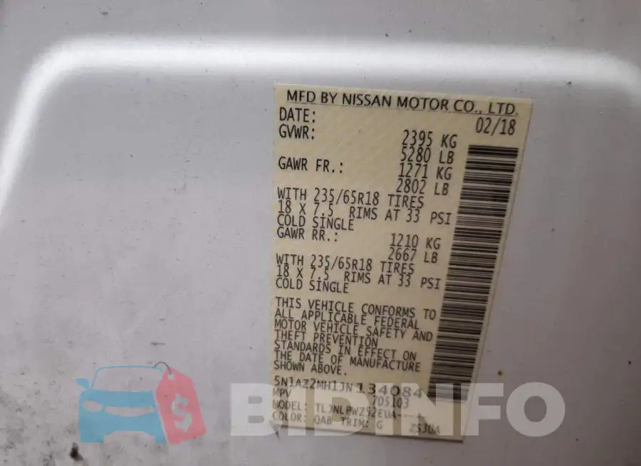 5N1AZ2MH1JN134084 Photo# 10