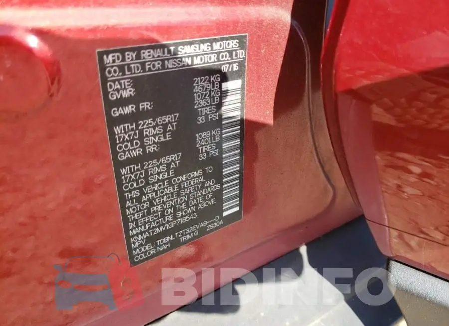 KNMAT2MV1GP718543 Photo# 10