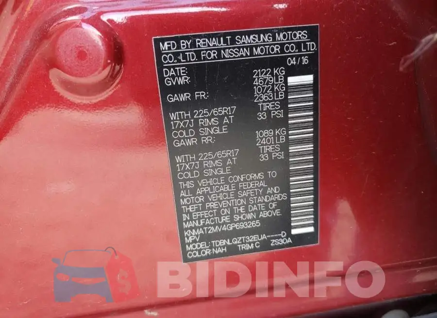 KNMAT2MV4GP693265 Photo# 10