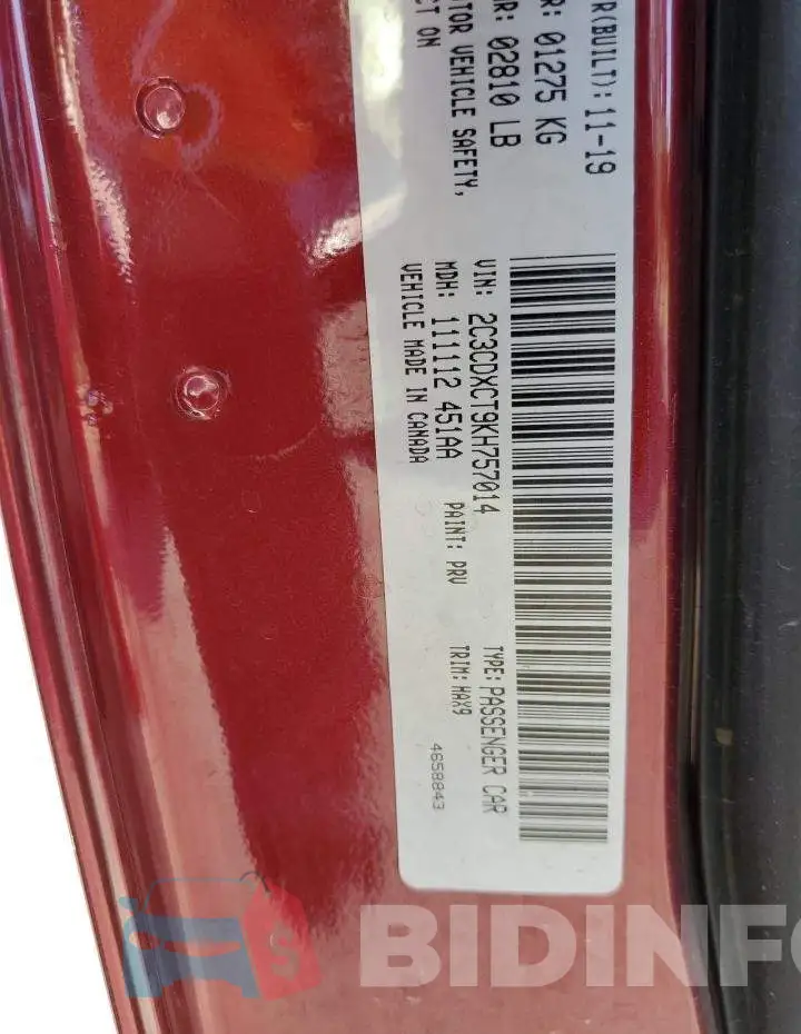 2C3CDXCT9KH757014 Photo# 10