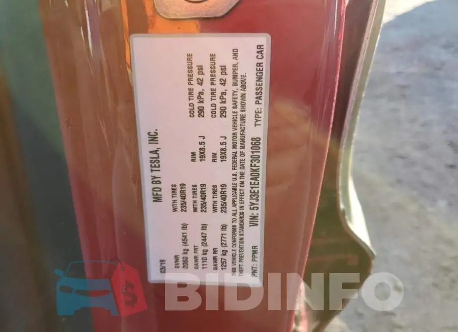 5YJ3E1EA0KF301068 Photo# 12