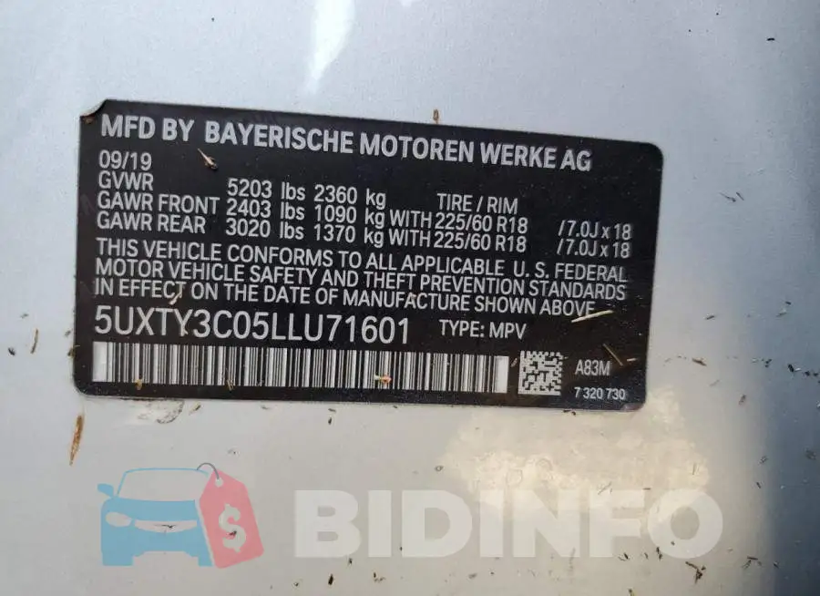 5UXTY3C05LLU71601 Photo# 10
