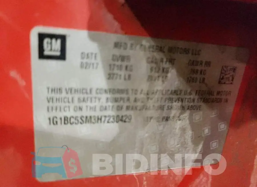 1G1BC5SM3H7230429 Photo# 10
