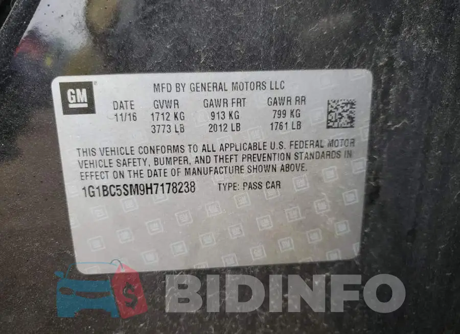1G1BC5SM9H7178238 Photo# 10