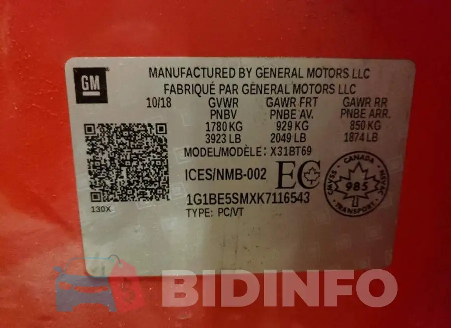1G1BE5SMXK7116543 Photo# 10