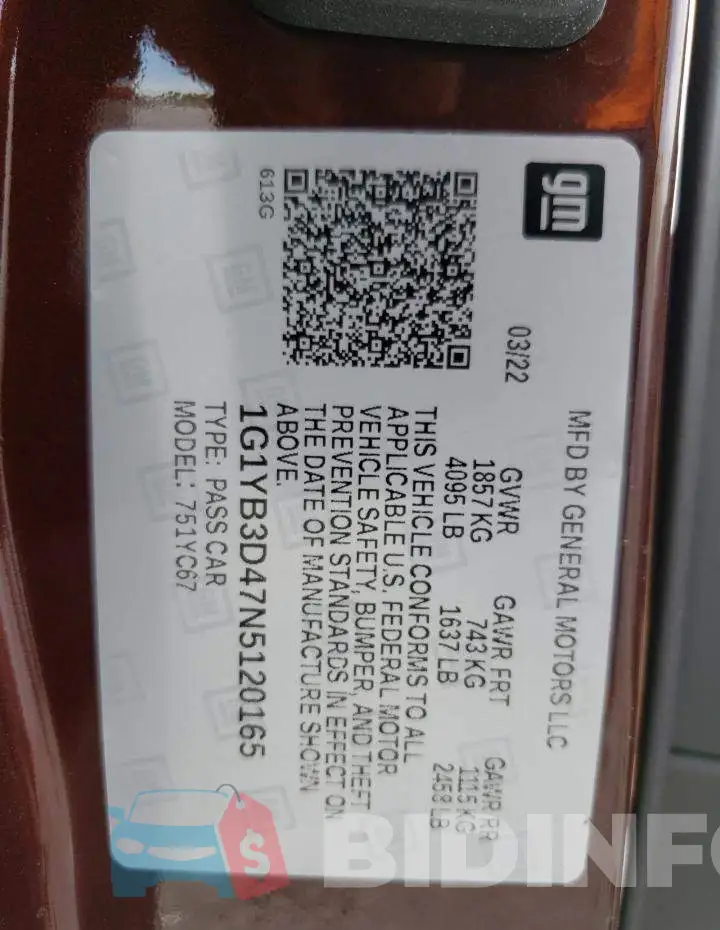 1G1YB3D47N5120165 Photo# 10