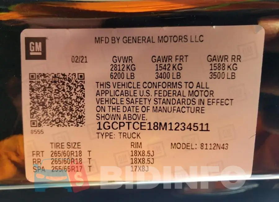 1GCPTCE18M1234511 Photo# 10