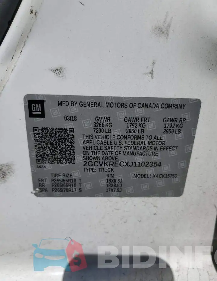 2GCVKRECXJ1102354 Photo# 10