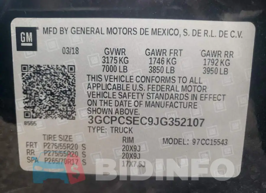 3GCPCSEC9JG352107 Photo# 10