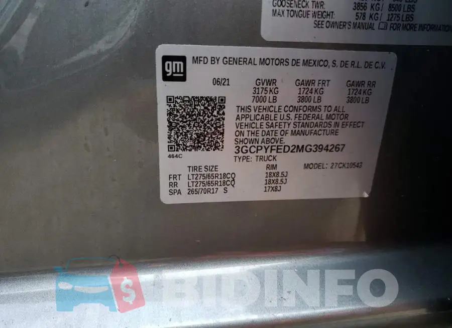 3GCPYFED2MG394267 Photo# 10