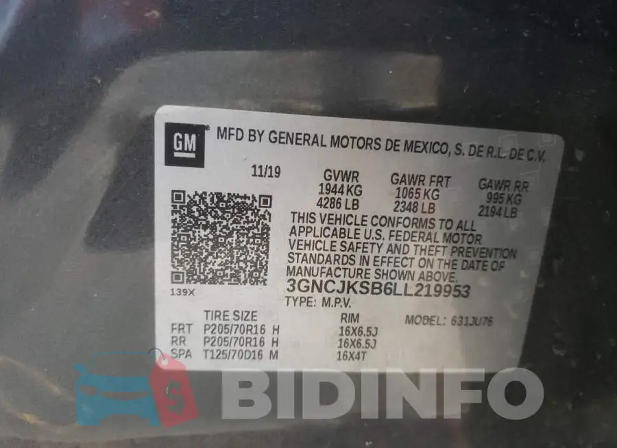 3GNCJKSB6LL219953 Photo# 10
