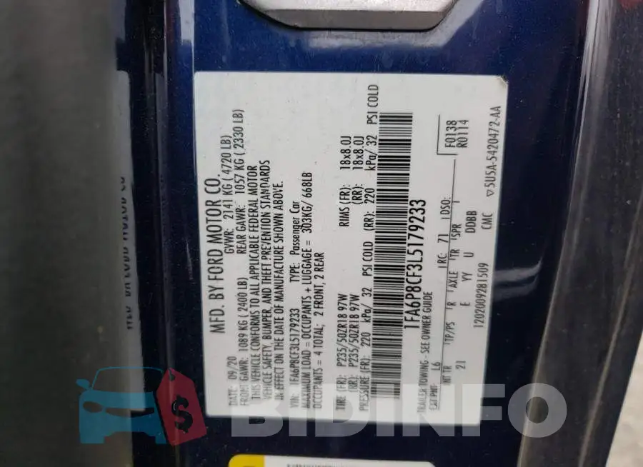 1FA6P8CF3L5179233 Photo# 10