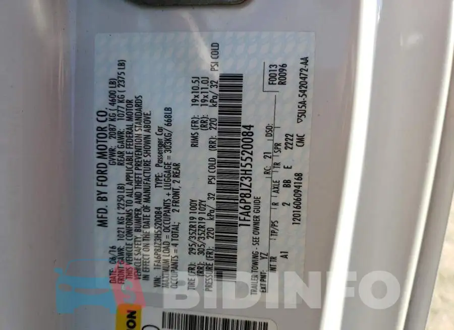 1FA6P8JZ3H5520084 Photo# 10