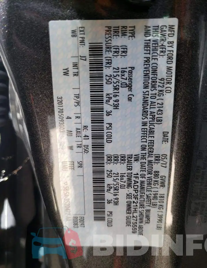 1FADP3F21HL275559 Photo# 10