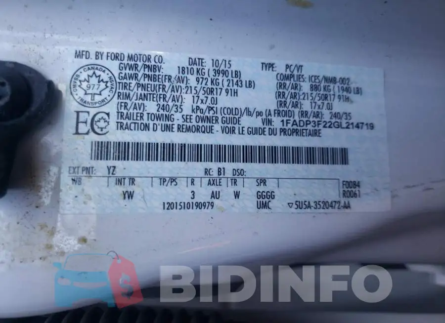 1FADP3F22GL214719 Photo# 10