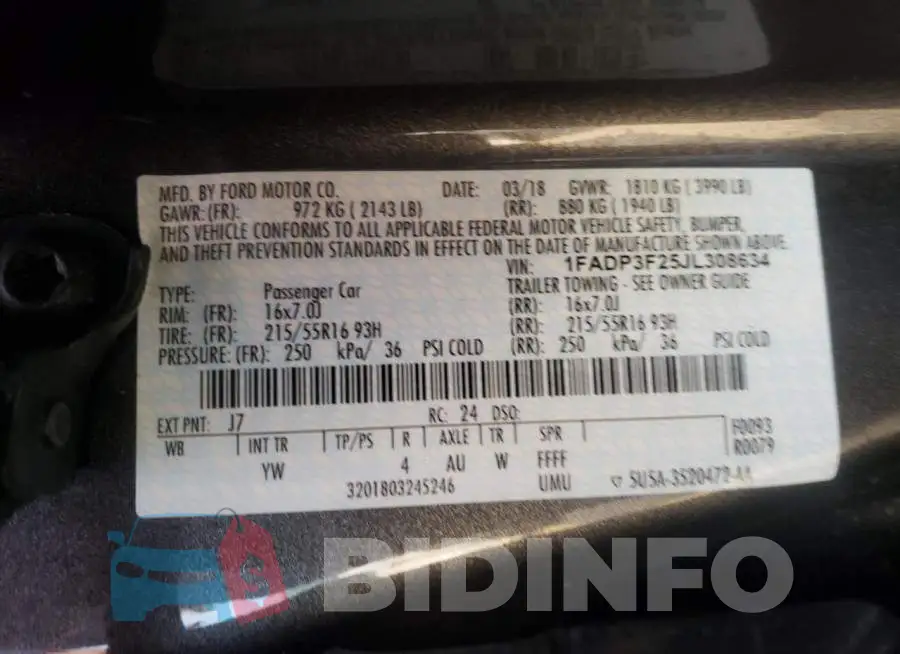 1FADP3F25JL308634 Photo# 10