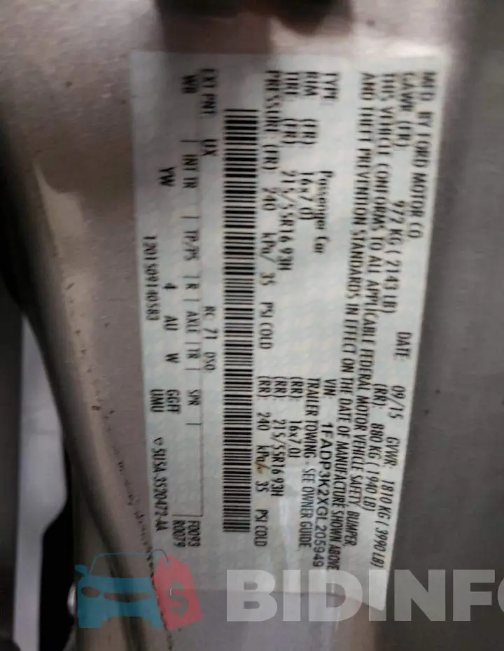 1FADP3K2XGL205949 Photo# 10