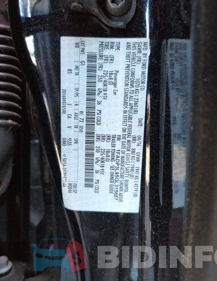 1FADP3L95GL315657 Photo# 10