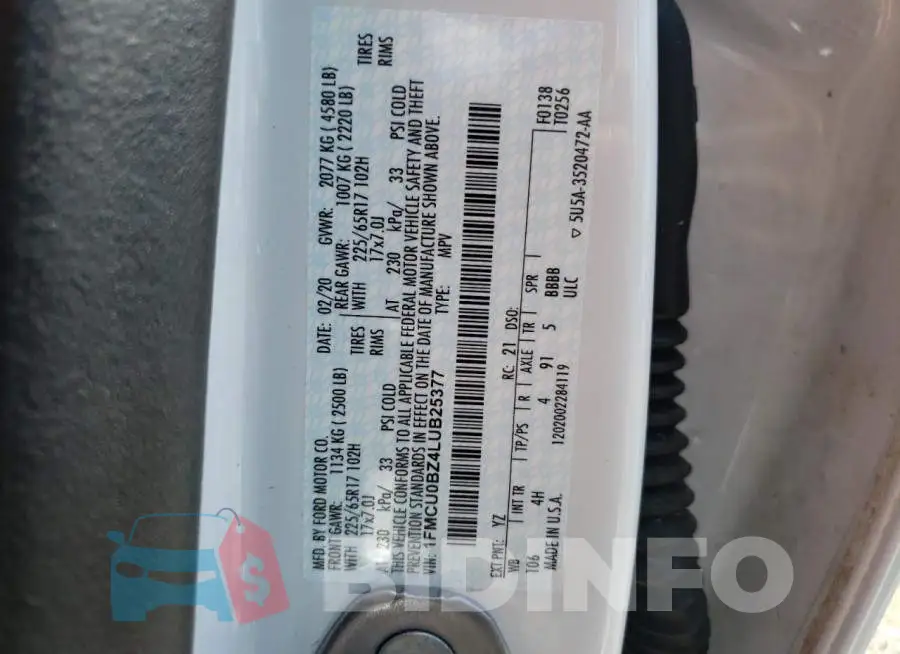 1FMCU0BZ4LUB25377 Photo# 10
