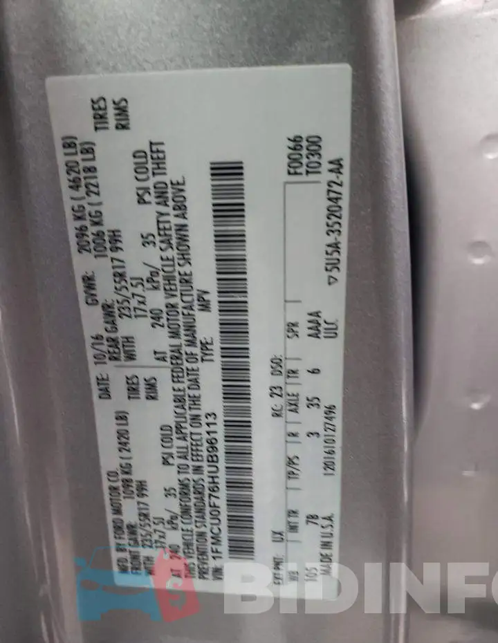 1FMCU0F76HUB96113 Photo# 13