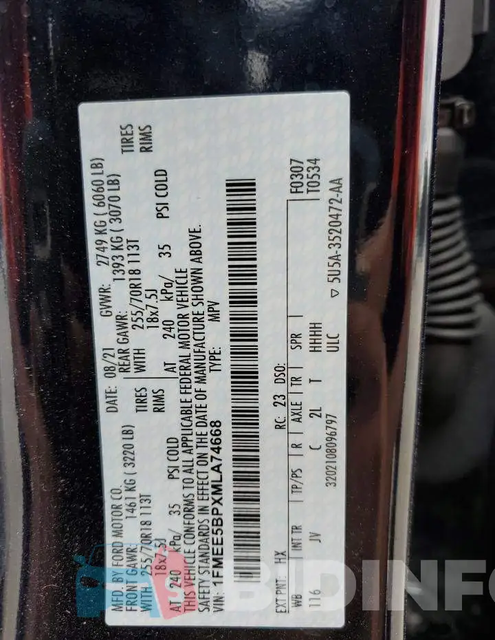 1FMEE5BPXMLA74668 Photo# 10