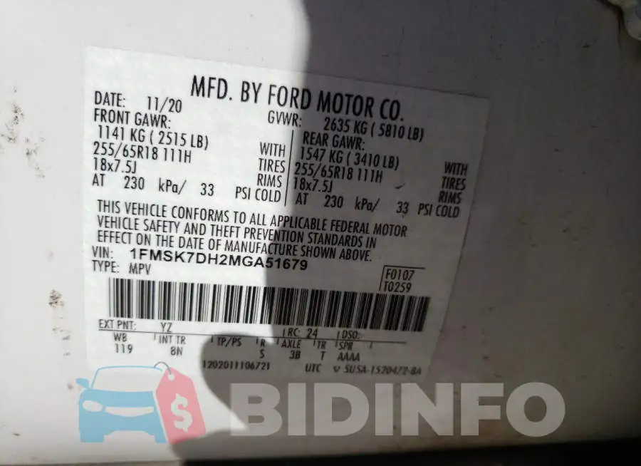 1FMSK7DH2MGA51679 Photo# 10