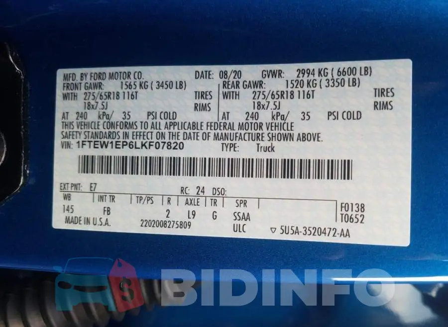 1FTEW1EP6LKF07820 Photo# 10