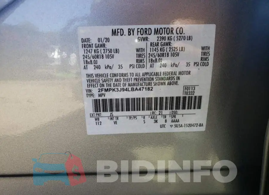 2FMPK3J94LBA47182 Photo# 10