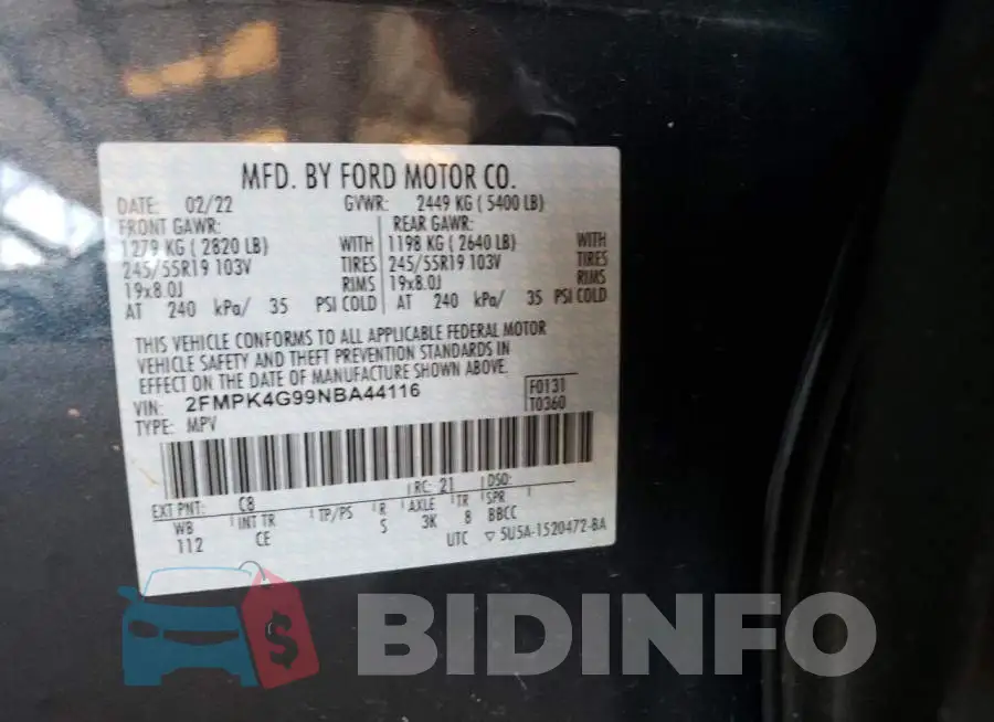 2FMPK4G99NBA44116 Photo# 10