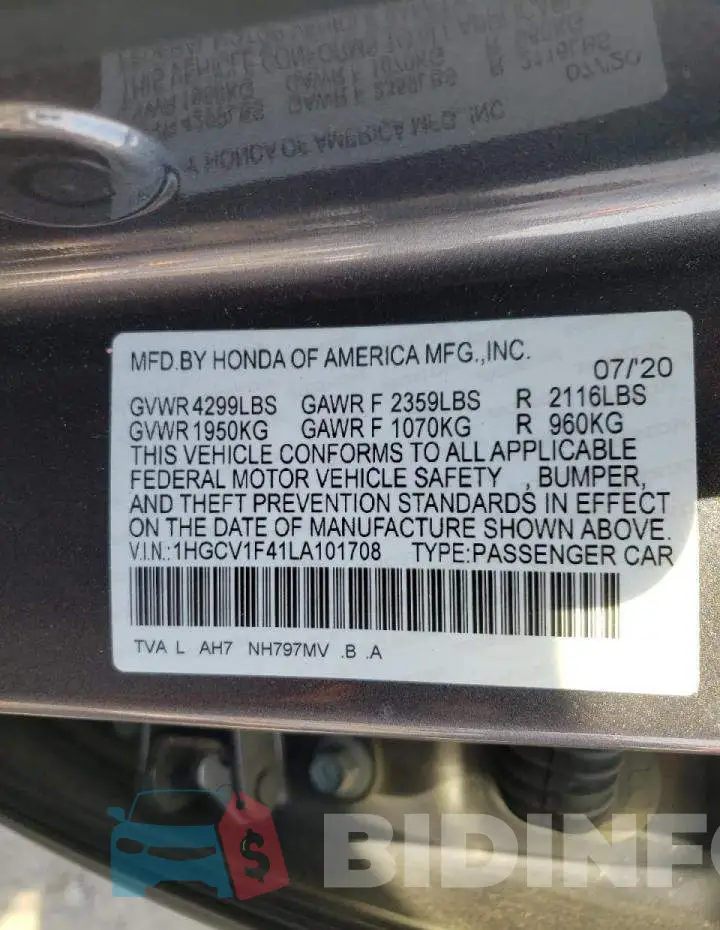 1HGCV1F41LA101708 Photo# 10