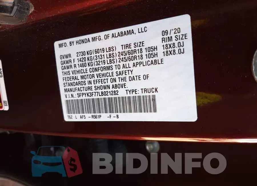 5FPYK3F77LB021282 Photo# 10